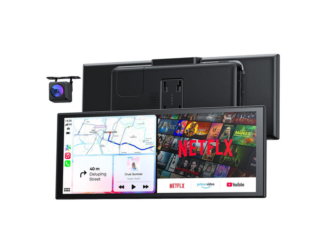 10.26 Wireless Portable 60FPS Carplay Screen with Netflix YouTube for Apple Car Play & Android Auto 1920 * 720 Fully Laminated Tablet with 1080P...