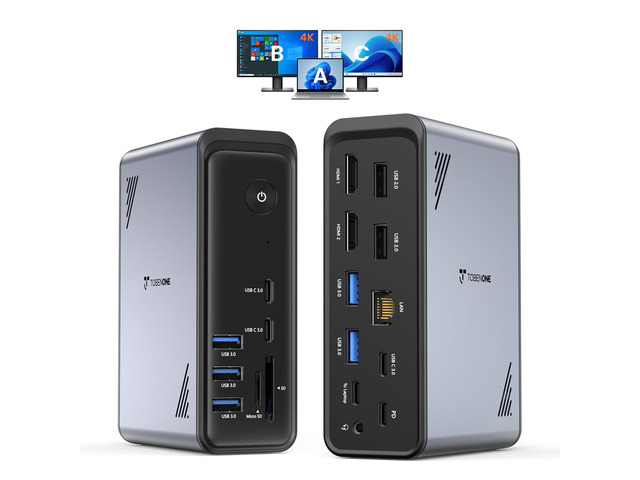 19-in-1 Laptop Docking Station Dual Monitor,10 USB C/A,2×4K HDMI Docking Station with Ethernet,PD 3.0, for Office & Home Multi-Screen Users, Fits...