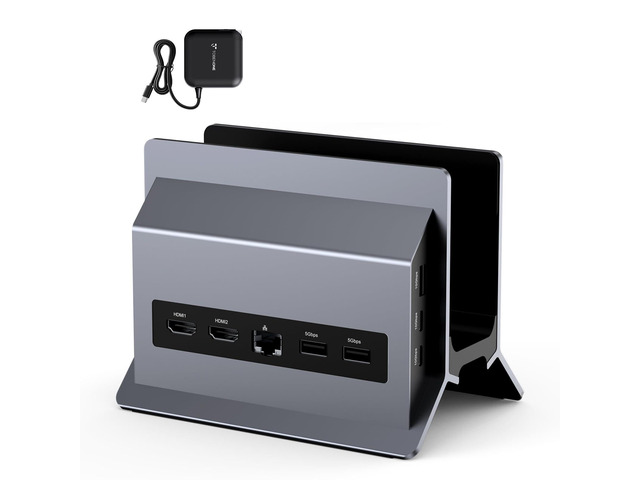 Docking Station with Dual Monitor,4K@60Hz 2 HDMI,100W Power Supply, PD 3.0,6 USB,Gigabit Ethernet, Laptop Stand Vertically,for Windows,ChromeOS and...