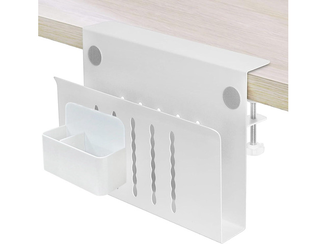 Desk Side Storage, Under Desk Hanging Storage Standing Desk Organizer with Magnetic Pen Slot, No Drill Clamp to 0.5-2.38' Desks, 22 Lbs Carbon...