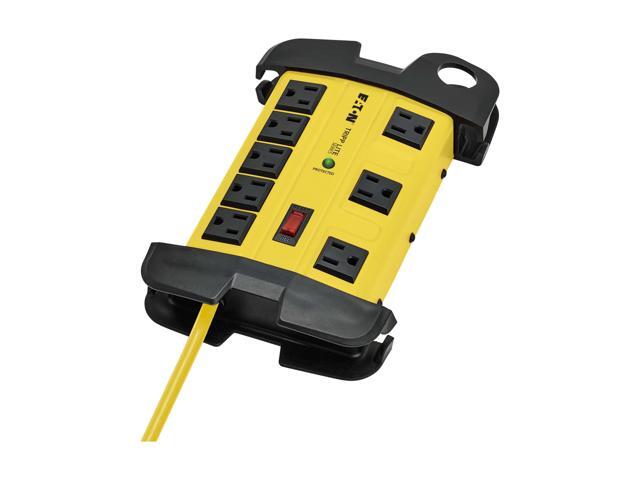 Eaton TLM825SA Heavy Duty Power Strip with Surge Protection, 8 Outlets, 3900 Joules, Yellow Metal Housing, 25ft Cord, Keyhole Mounting Slots, Cord...