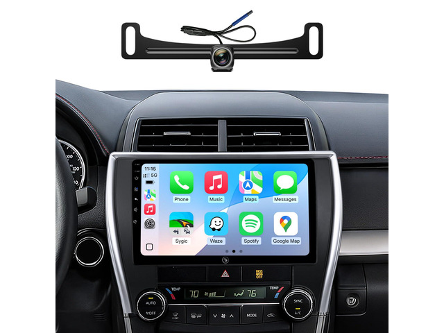 10' Wireless CarPlay Radio for Toyota Camry 2015-2017 (LE/SE/XLE) QLED screen for safe daily commutes. 64GB ROM offline maps, Retain 1080P back...