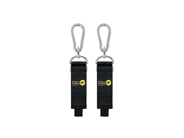 Hook 'n Hang Straps - 12' (2-Pack) Black Carabiner Straps to Use as Extension Cord Holder Heavy Duty Straps with Hooks for Cord Storage or Garden...