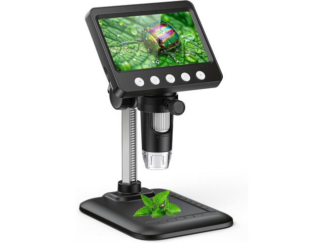 4.3' Digital Microscope for Adults, Coin Microscope 1000X Magnification with 8 Ajustable LED Fill Lights, USB Microscope for Windows/MacOS, Coin...