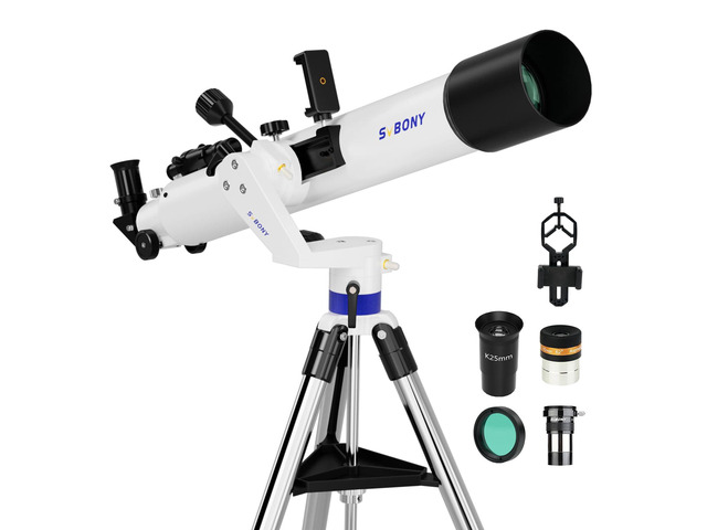 SV520 Telescope for Adults, 90mm Aperture 800mm Focal Length, Metal Refractor with Alt-Azimuth Mount, Telescope Kit for Beginners, with PL10, K25...