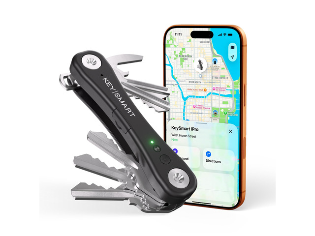 KeySmart iPro - Key Finder Locator with Sound, Keychain Key Holder, Apple Find My App Compatible, Key Organizer, Compact Clutter-Free Key Chain...