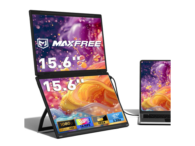 Laptop Screen Extender, 15.6'' FHD 1080P Dual Portable Monitor with USB C, HDMI, Plug & Play, VESA Mountable, Lightweight, Dual Monitor for Laptop...