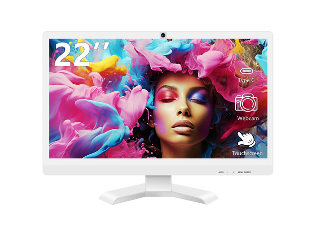 22 inch Touch Screen Monitor with Webcam FHD 1920x1080P Computer Monitor FreeSync HDR HDMI Ports Eye Care Frameless VESA Mount