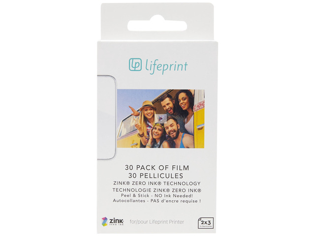 30 pack of film for Augmented Reality Photo AND Video Printer. 2x3 Zero Ink sticky backed film