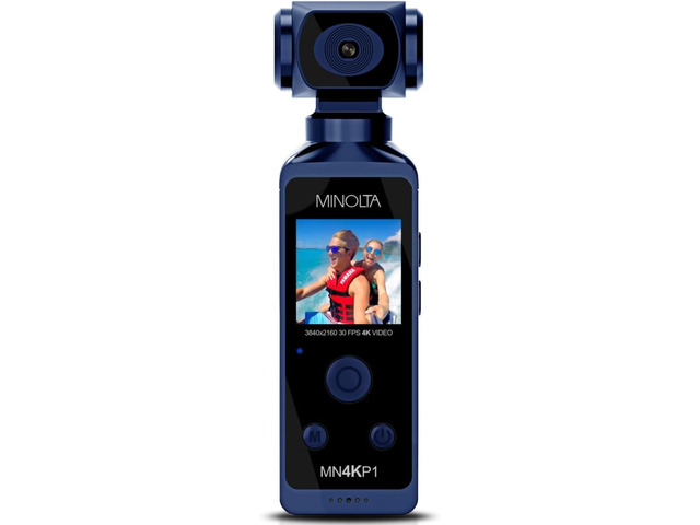 MN4KP1 4K 16MP Waterproof Pocket Camcorder, WiFi Action Cam (Blue) Includes a carrying case and neck strap for comfortable viewing and easy...