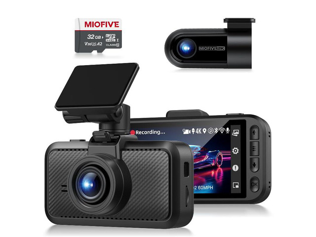 S1 Pro 4K Front & 2K Rear Dual Dash Cam with 32GB Card Included Built-in 5GHz WiFi, GPS, 3' IPS Screen, HDR Super Night Vision, G-Sensor, 24H...