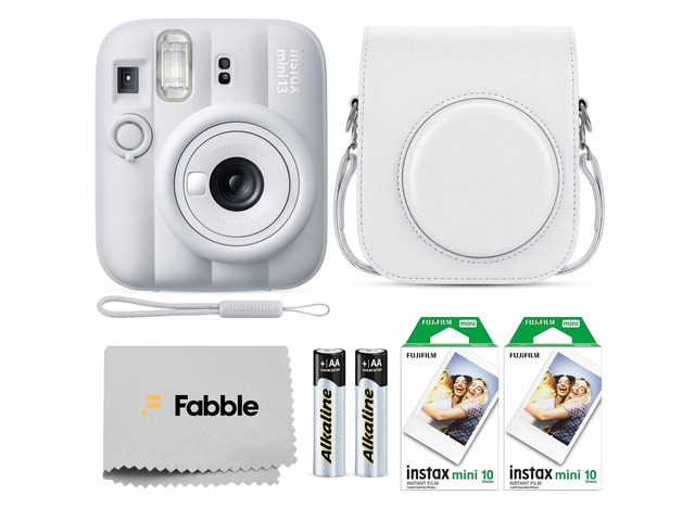 INSTAX MINI 13 Instant Film Camera Clay White Bundle with Caiul Groovy Case, INSTAX Mini Twin Pack Film 20 Exposures, Automatic Exposure, Close-Up...