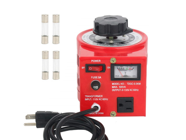 Auto Voltage Transformer AC Variable Voltage Converter Transformer 110VAC Input, 0-130VAC (500W)