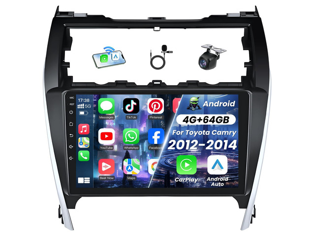 [4+64G] Car Radio for Toyota Camry 2012 2013 2014: 10' Touch Screen with Carplay and Android Auto,Android 13 Camry Stereo Support...