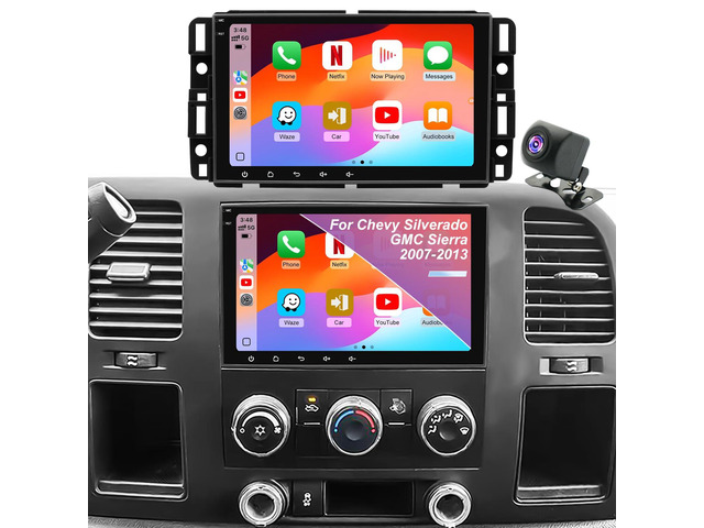 Car Radio for Chevy Chevrolet Silverado 20072013 GMC Sierra, Yukon Tahoe Suburban 20072014, Traverse 8inch Touchscreen Stereo Headunit with CarPlay...