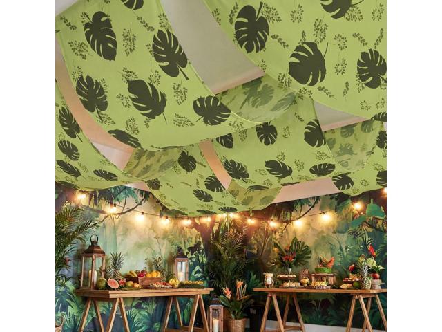 3 Pcs 36 ft Rainforest Palm Leaves Decorations for Vbs Jungle Tropical Safari Ceiling Hanging Decor with Ropes Hawaiian Luau Rainforest Jungle...