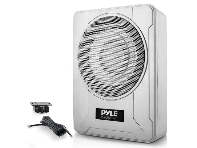 8-Inch Low-Profile Amplified Subwoofer System - 600 Watt Compact Enclosed Active Marine Underseat Car Subwoofer with Built in Amp, Powered Car...