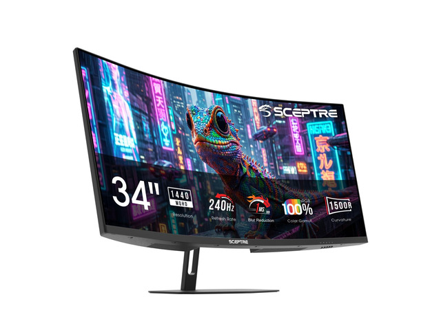 New! Curved 34-inch Prime Gaming Monitor 3440 x 1440 up to 240Hz 1500R 1ms 100% sRGB DisplayPort x2 HDMI x2 Build-in Speakers, Machine Black 2027...