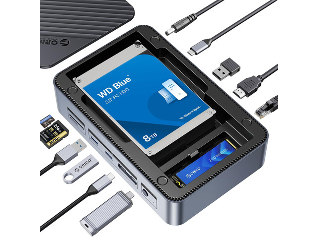 12-in-1 USB C Hub with M.2 + SATA 2.5/3.5 SSD/HDD Enclosure, USB C to HDMI Adapter 4K@60Hz,10Gbps USB A/USB C Data Ports, USB C Docking Station for...