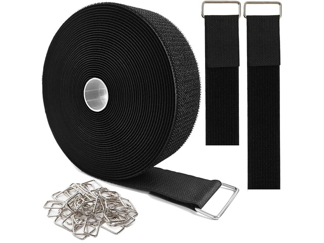 2' x16ft Hook and Loop Straps, Long Adjustable Fastening Straps with 10 Metal Buckles, Cut to Length Cinch Straps, Reusable Nylon Securing Cord...