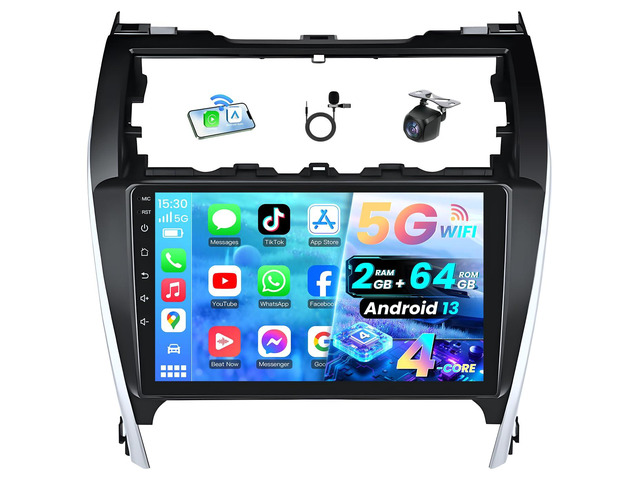 [4-Core 64G ROM] Car Radio for Toyota Camry 2012 2013 2014: Upgrade 1280 * 800 IPS Touch Screen with Wireless Carplay Android Auto FM Bluetooth5.0...