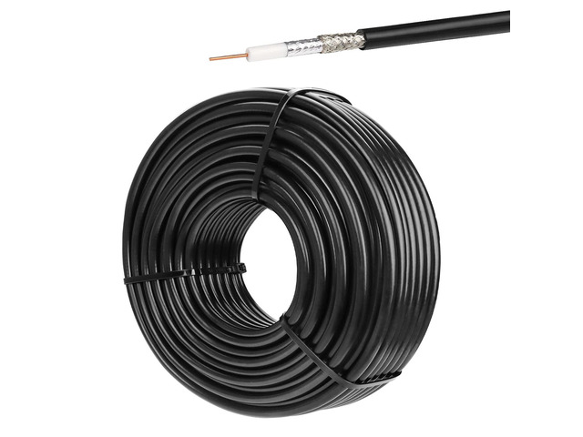 RG6 Dual Shield Cable 100FT, 18 AWG 75 Ohm Bare Copper Conductor RG6 Coaxial Cable (100 feet, Black)