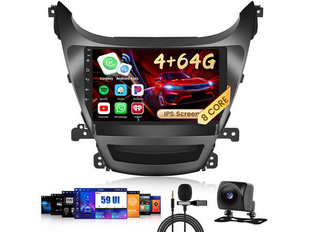 8 Core 4+64G Radio for Hyundai Elantra 2014-2016 Stereo Upgrade Android 15, 59UI, 9' Touchscreen, Wireless CarPlay/Android Auto, GPS, Bluetooth,...