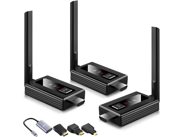 Wireless hdmi splitter, hdmi wireless transmitter and 2 receivers upgrade kit, up to 8RXs; 2.4/5.8G@60Hz,165FT,wireless adapter expander suitable...