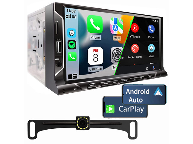 7 Inch Double Din Car Stereo Support Apple CarPlay Android Auto Mirror Link Capacitive Touchscreen Monitor Car Play Radio with Bluetooth 5.0, FM...