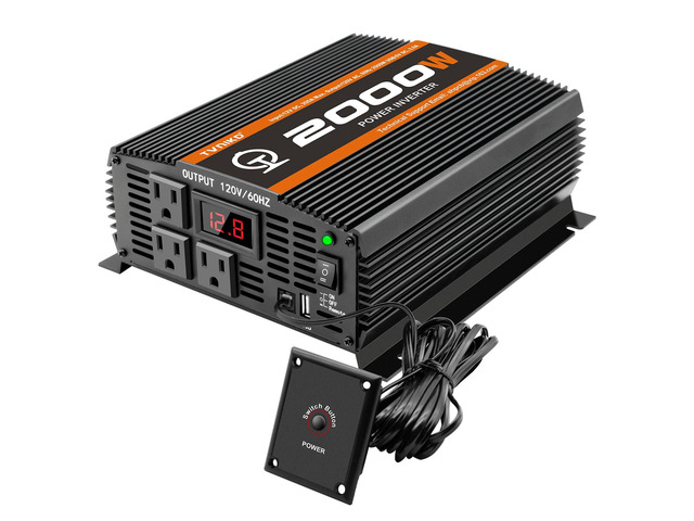 2000 Watt car Power Inverter 12V to 110V/120V Inverter for car Truck semi Truck Vehicles Camping with 1 USB Ports and 2 AC Outlet Power Converter...