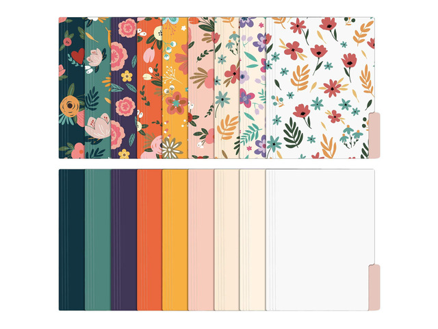 18 Pack Decorative File Folders Floral Folders Cute File Folder, Letter Size Colored File Folders,1/3-Cut Tabs, 9.6 x 11.6 Inches, for Office,...