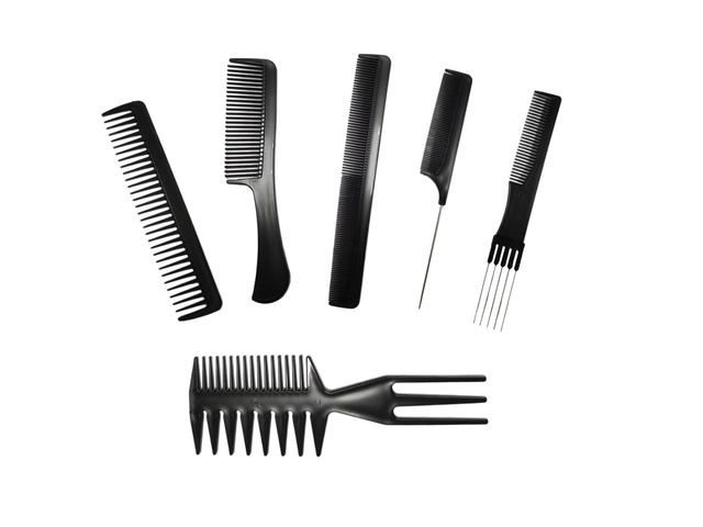 Professional Hair Comb Set 6-Piece Barber & Salon Hair Cutting and Styling Combs Kit Fine & Wide Tooth, Rat Tail & Sectioning Hairdressing Combs...