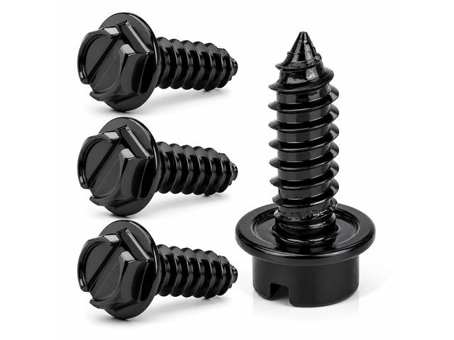 License Plate Screws with Rustproof Finish - License Plate Screw Kit for Front & Rear Plates - License Plate Bolts for Domestic Vehicles -...