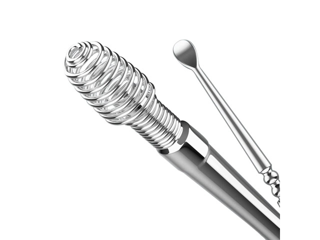 Spring Ear Wax Cleaner Tool Set Ear Cleaner Ear Cleaner Tool Ear Wax Removal Spoon Double Ended with Stainless 360Â° Spiral Ear Massage Cleaning...
