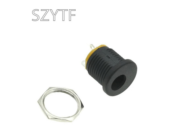 5.5-2.1MM DC-022 DC power supply socket outlet holes threaded nut panel installation