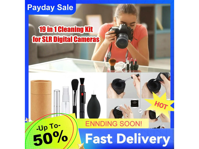 19pcs Camera Cleaner Kit Dust Cleaner Camera Cleaning Lens Pen Brush Kit Camera Cleaning Cloth for Mobile PC