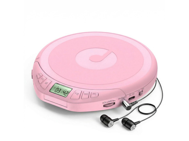 Portable CD Player with Earphones,Personal CD Discman Player for Home Car with Anti-Skip Shockproof Protection, Small CD Player with LCD Display...