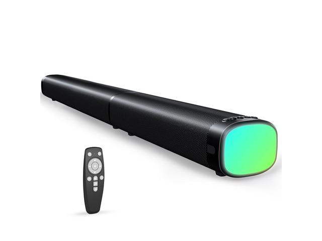 Sound Bar,100W Sound Bar for Smart TV with 3 RGB Lights Modes, Bluetooth 5.3, ARC/Opt/AUX Connect, Detachable 2-in-1 Speaker, 3 Equalizer Modes,...