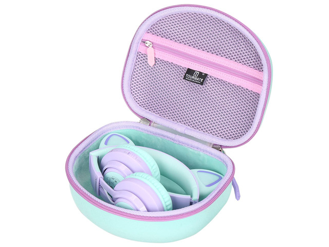 Hard Travel Case for Riwbox CT-7 CT-7S / iClever HS01 / FosPower Cat Ear LED Light Kids Wireless Headphones, Protective Carrying Storage Bag...