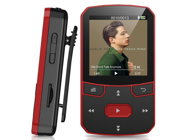 64GB Clip MP3 Player with Bluetooth 5.3 Auto-Reconnect, Weighs 1 oz Physical Button Controls for Sports Running, Resume Playback, FM Radio, Voice...