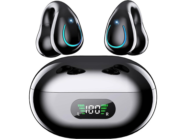 Clip On Headphones, Super Comfort Open Ear Bluetooth Earbuds for All Day Wear, Lightweight Bone Conduction Wireless Earbuds with Charging Case for...