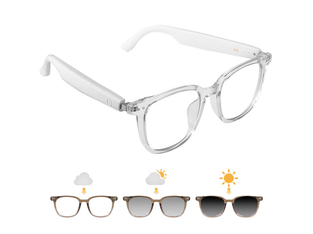 Smart Glasses for Women, Bluetooth Glasses with Transparent Frame Photochromic Lenses Touch Control Voice Assistant Open-Ear Audio Hands-Free...