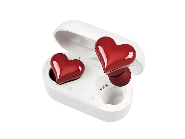 Earbuds Stylish Heart Shaped, Cute Creative Red Heart Bluetooth Earbuds with Charging Case, Noise Cancelling HiFi Stereo BT Earphones, Gifts for...