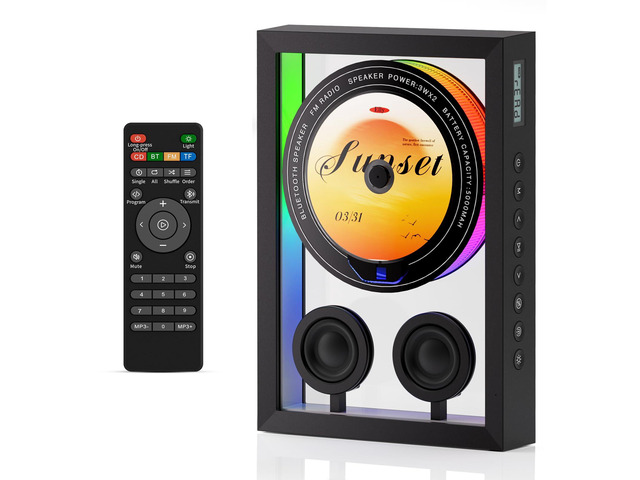 Vertical CD Player with Bluetooth 5.3,HiFi Speakers CD Player for Wall Home FM Redio/Remote Control/RGB Light/TF Card/AUX Supported,5000mAH...