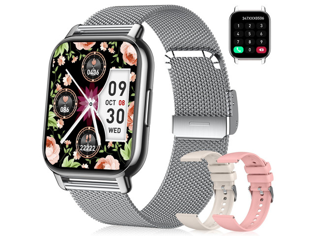 Smart Watch for Women(3 Bands), Fitness Tracker with Bluetooth Calls & AI Voice Control, 1.85 HD Screen, Heart Rate/SpO2 Monitor, Sleep Tracker,...