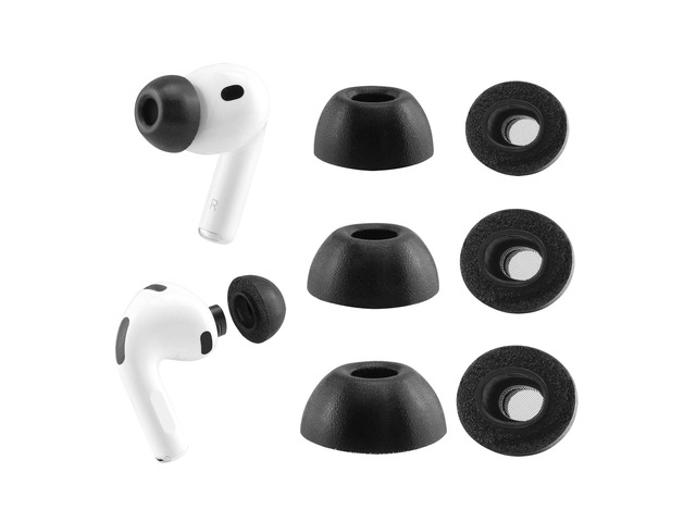 Replacement Memory Foam Ear Tips for AirPods Pro 3 Earbuds 3 Pairs (Black, Assorted S/M/L), Ultimate Comfort, Compatible with AirPods Pro 3rd...