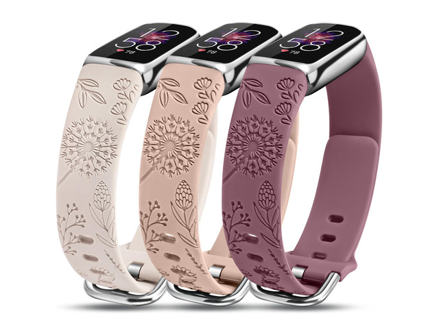 3 Packs Compatible with Fitbit Luxe Bands for Women Soft Silicone Floral Engraved Sport Strap Dandelion Wristband Replacement for Fitbit Luxe Watch...