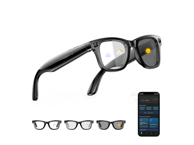 AI Smart Glasses with Camera, 8MP HD Camera Glasses for Men Women 1080P Video Glasses, Real-Time Translation, Object Recognition, Photochromic...