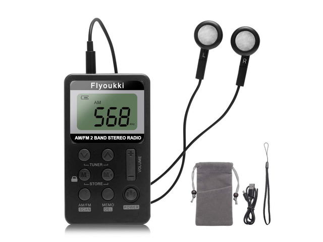 Pocket RadioSmall Personal Mini AM FM Portable Radios with Best Reception Digital Tuning Transistor RadiosEarphones, Lanyard and Rechargeable...