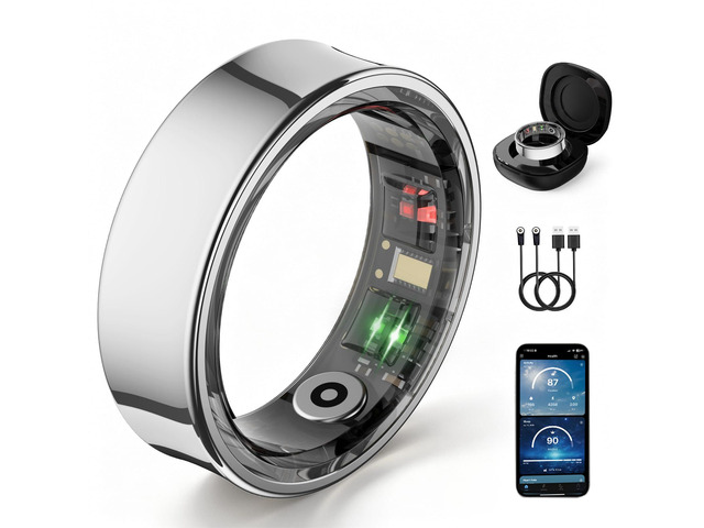 Smart Ring for Women & Men, Slim Fitness & Health Tracker, IP68(Silver, #8) 24/7 health tracking, Sports Tracking, Skin temperature, Sleep, Heart...